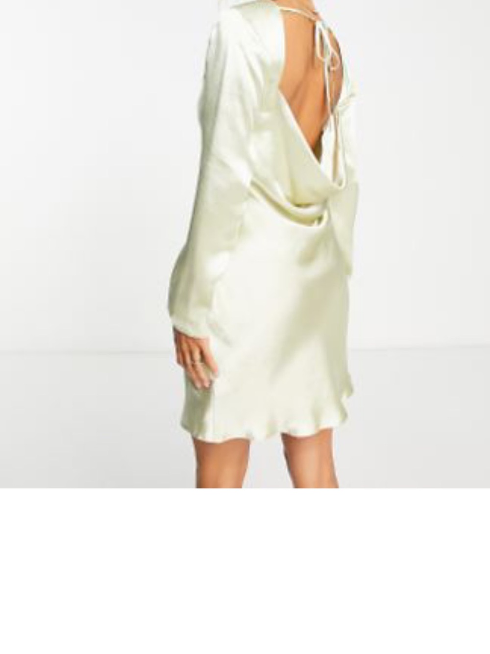 ASOS Satin Open-Back Mini Dress in Pale Green